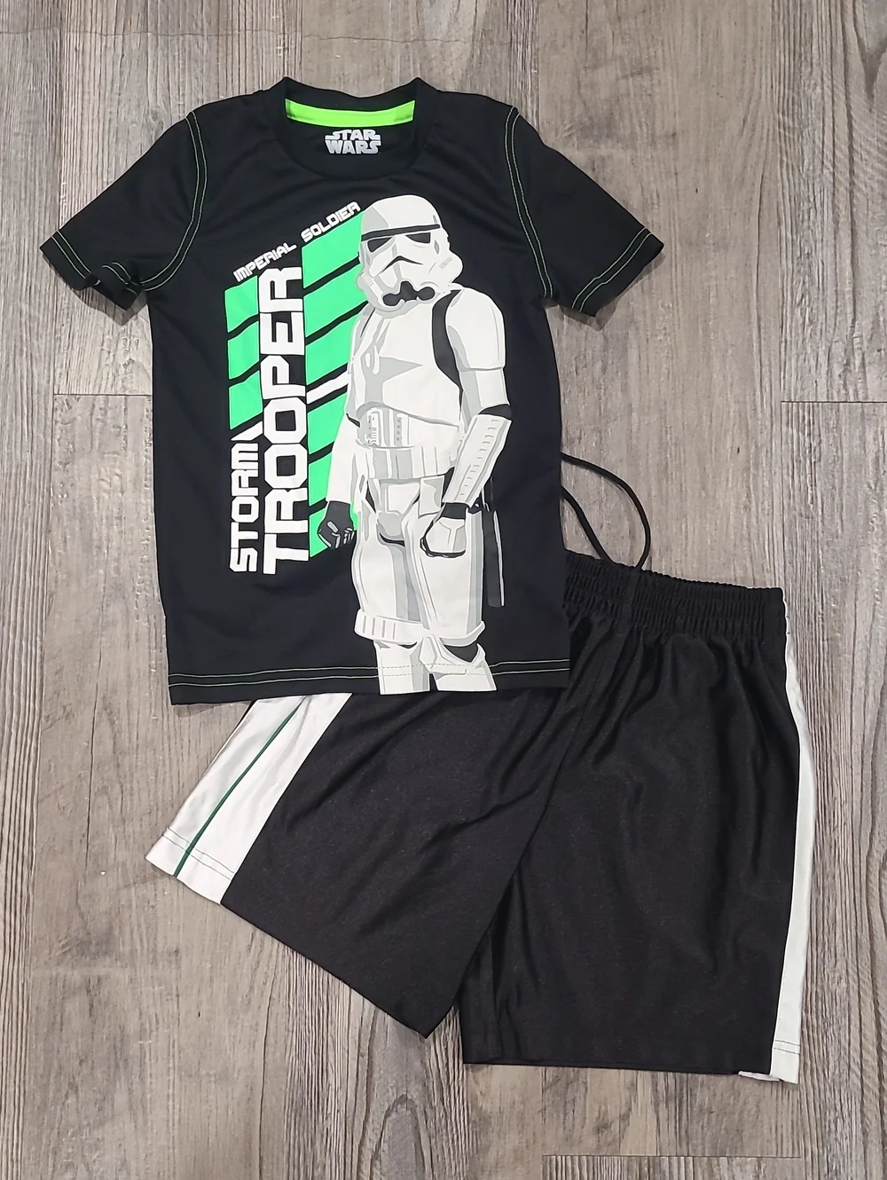 Star Wars Black & Green Stormtrooper Graphic Tee and Shorts Set Size 6